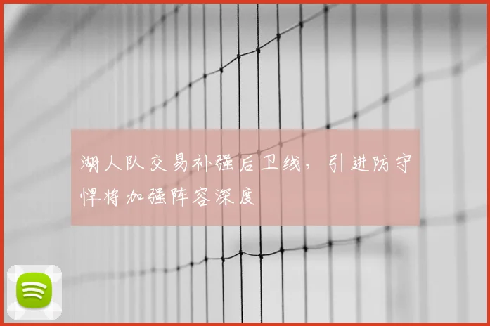 湖人队交易补强后卫线，引进防守悍将加强阵容深度